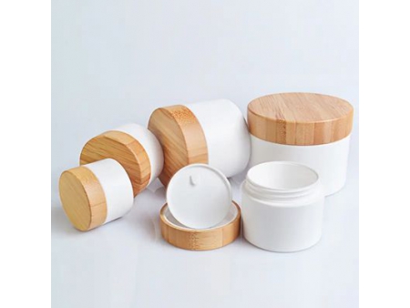 Pot cosmétique en plastique PP avec couvercle en bambou