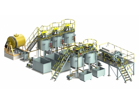 Installation de lixiviation par cyanure de l'or et de transport de poudres de zinc à petite échelle modulaire et délocalisable