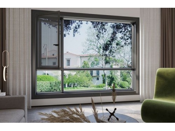 Fenêtre à battant en aluminium avec moustiquaire, ouverture vers l'extérieur, GD110C