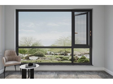 Fenêtre à battant en aluminium avec moustiquaire, ouverture vers l'extérieur, GD112A