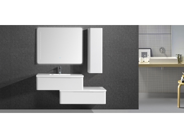 Meuble de salle de bain suspendu blanc avec miroir IL-564