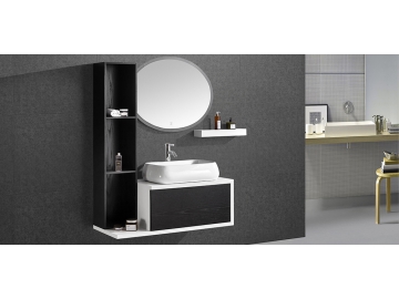 Meuble de salle de bain bois massif avec miroir A01