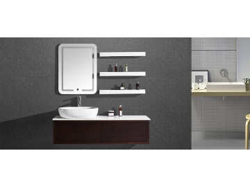 Meuble de salle de bain bois massif avec miroir A04