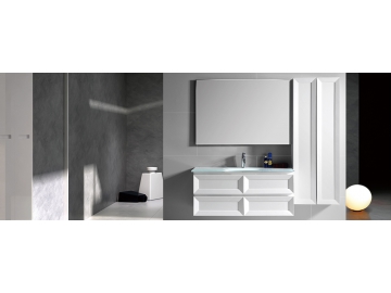 Meuble de salle de bain blanc 3 pièces avec armoire et miroir mural IL1554GS