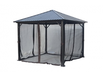 Gazebo à toit rigide 10'x10', en acier galvanisé avec moustiquaire