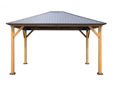 Gazebo en bois 14' x 12', avec toit en acier galvanisé 				   Pavillon de jardin en bois / Tonnelle avec toit bois / Pergolas bois / Kiosque bois