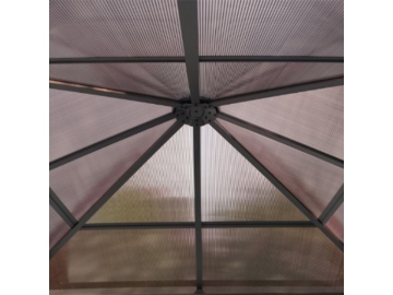 Gazebo à toit rigide 10' x 10', avec toit en polycarbonate et rideau en polyester
