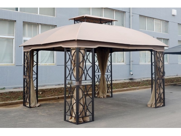Gazebo à toit souple de 12' x 10', avec double toit et auvent en polyester