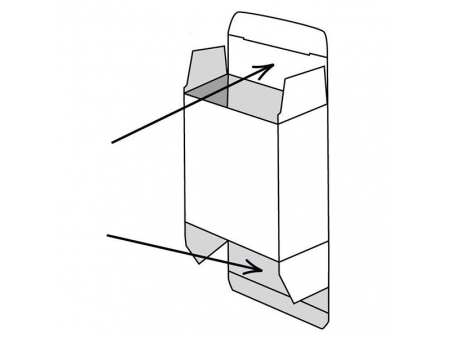 Boîte à rabat à l’extrémité, Boîte pliante avec ouverture inversée, Boîte pliante en carton