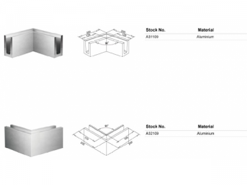 Profil aluminium d'encadrement pour verre renforcé 21,52-25,52mm