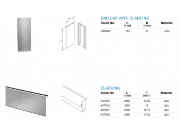 Profil aluminium d'encadrement pour verre 13,52-17,52mm
