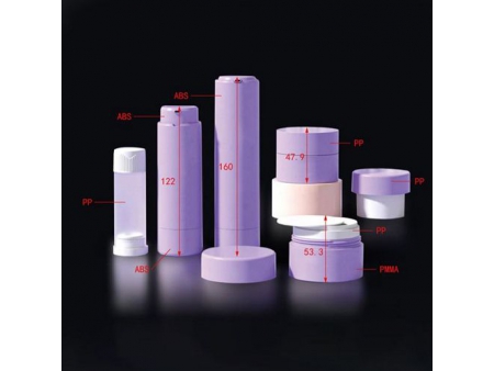 Flacon et pot cosmétique airless rechargeable, PMMA-JS