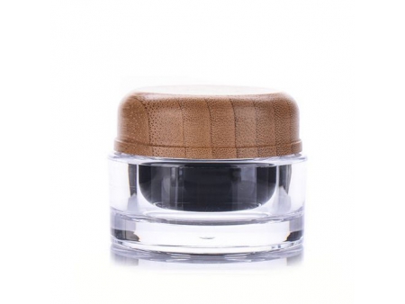 Pot cosmétique en acrylique avec couvercle en bambou, PMMA