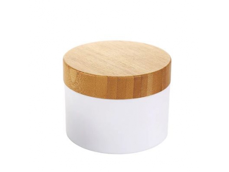 Pot cosmétique en plastique PP avec couvercle en bambou
