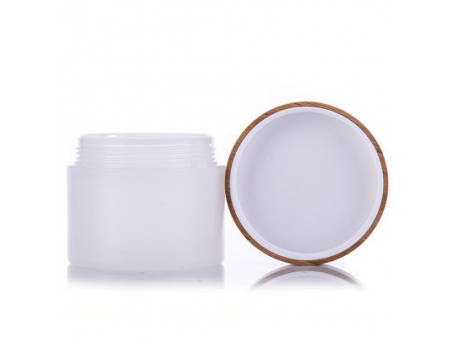 Pot cosmétique en plastique PP avec couvercle en bambou