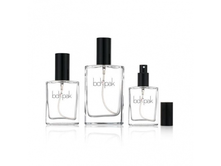 Flacon de parfum transparent rectangulaire