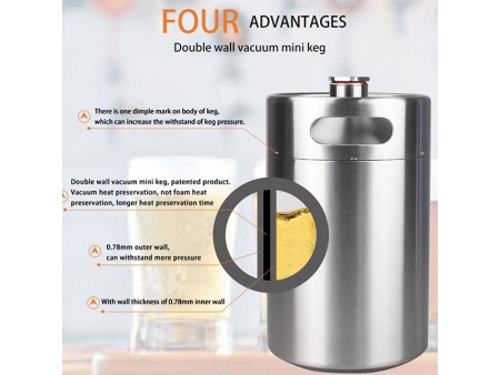 Mini fût isolé à double paroi sous vide 3.8L