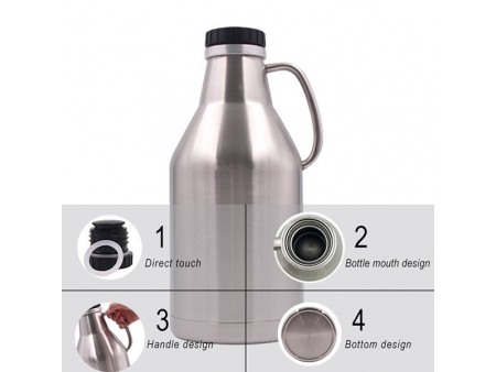 Growler à double paroi isolé sous vide avec bouchon à visser 1.89L