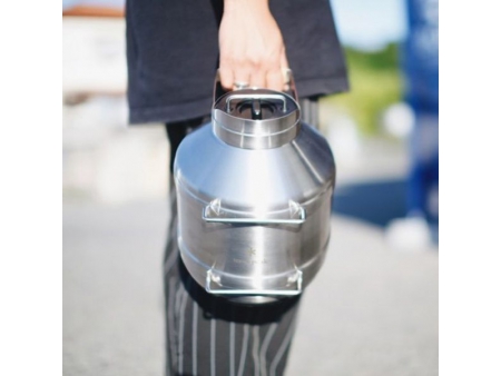 Growler isotherme / Réservoir de bière isotherme sous vide avec couvercle en bambou 4.7L