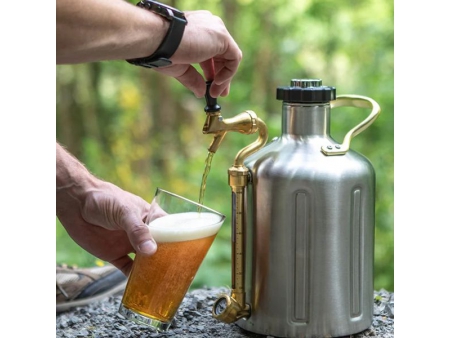 Growler isotherme sous vide à double paroi avec bouchon régulateur de CO2 3.8L