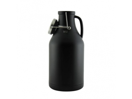 Growler noir à double paroi isolé sous vide et à bouchon rabattable 1.89L