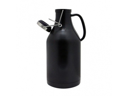 Growler noir à double paroi isolé sous vide et à bouchon rabattable 1.89L