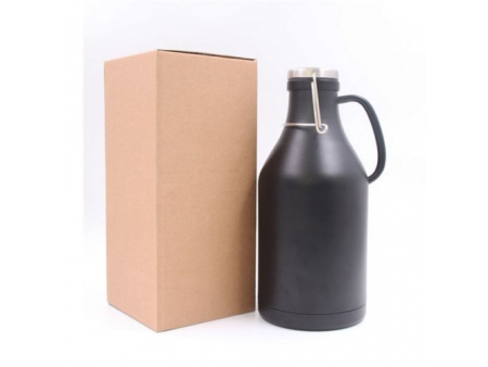 Growler noir à double paroi isolé sous vide et à bouchon rabattable 1.89L