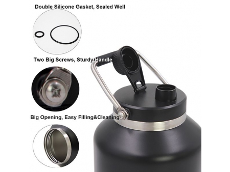 Cruche à vide en acier inoxydable avec couvercle à vis et poignée 5L / Carafe isotherme / Pichet isotherme