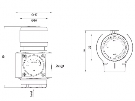 Régulateur de pression de gaz CO2 commercial de 60 PSI pour cartouche de CO2 de 16 g filetée 3/8