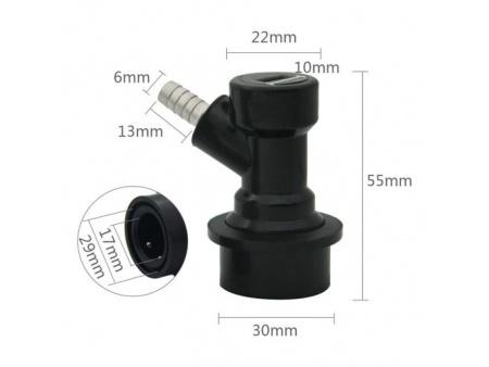 Verrouillage à bille en plastique pour évacuation des liquides avec barbe 1/4'' / Raccord rapide verrouillage à bille
