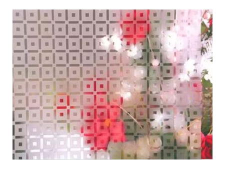 Verre dépoli acide aspect sablé avec motif