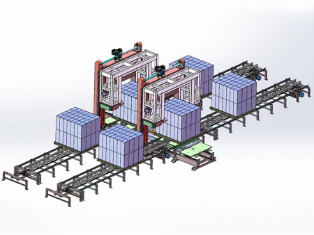 Coupe verticale sur portique à double voie avec table rotative