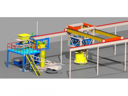 Machine à tuyaux en béton, avec vibration du noyau ascendant