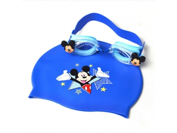 Bonnet et lunettes de natation en silicone