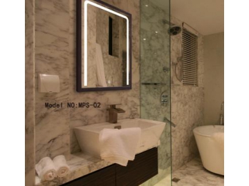 Miroir avec cadre et lumière LED