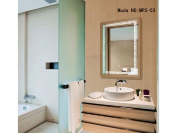 Miroir avec cadre et lumière LED