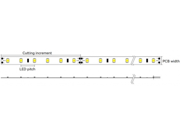 Ruban LED SMD 2835 d’intérieur blanc chaud IP20 haute efficacité