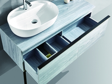 Meuble de salle de bain suspendu simple vasque avec miroir IL1968