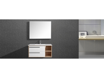 Meuble de salle de bain suspendu moderne avec un grand miroir IL2601