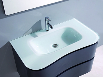 Meuble de salle de bain suspendu en bleu mat IL1793