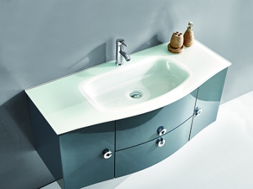 Meuble de salle de bain bleu avec miroir éclairé IL1905G