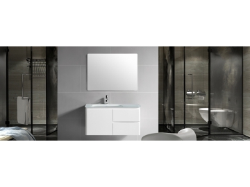 Meuble de salle de bain suspendu avec dessus de vanité en verre simple IL316