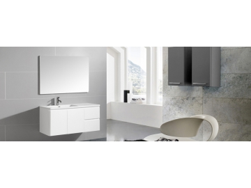 Meuble de salle de bain suspendu avec dessus de vanité en porcelaine simple IL317