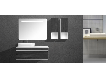Meuble de salle de bain noir avec miroir IL2607