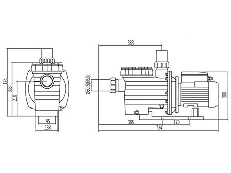 Pompe de piscine légère, Série DXD-320ZM