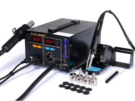 Station de soudage à air chaud Type pompe avec Absorbeur de fumée et Compteur de vitesse du vent, Modèle WEP-968DB 