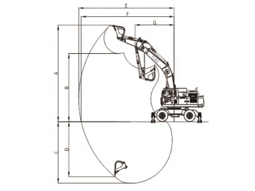 Pelle sur pneus / Pelle hydraulique sur pneus / Pelleteuse sur pneus, FK320-9L