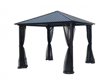 Gazebo à toit rigide 10'x10', en acier galvanisé avec moustiquaire