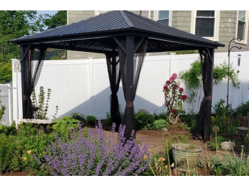 Gazebo à toit rigide 10'x10', en acier galvanisé avec moustiquaire