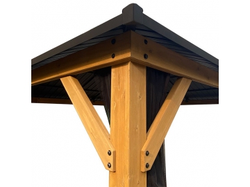 Gazebo en bois 14' x 12', avec toit en acier galvanisé 				   Pavillon de jardin en bois / Tonnelle avec toit bois / Pergolas bois / Kiosque bois